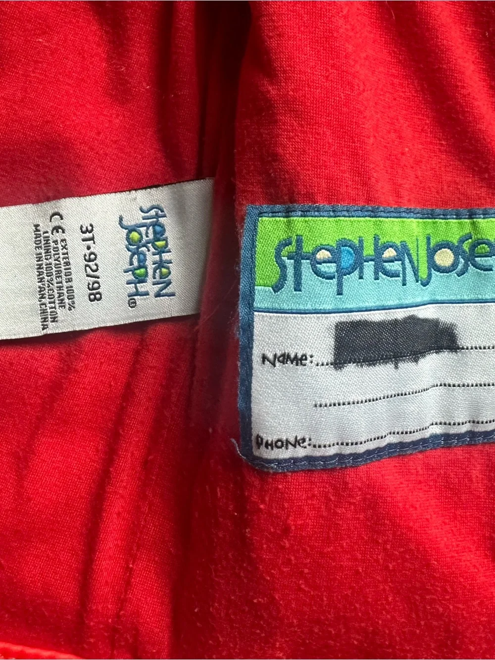 Stephen Joseph kids firefighter rain jacket Size 3T